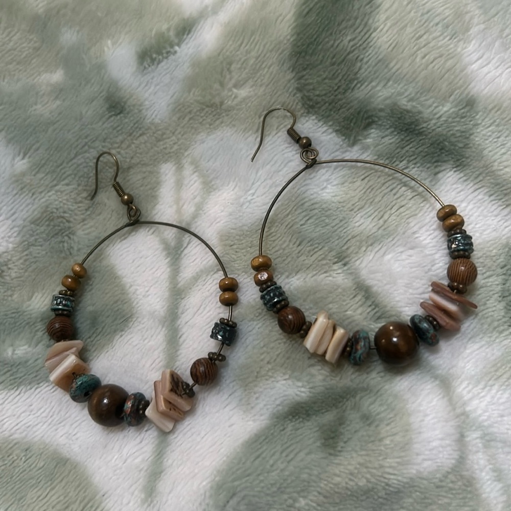 Hoop beaded and gemstone earrings